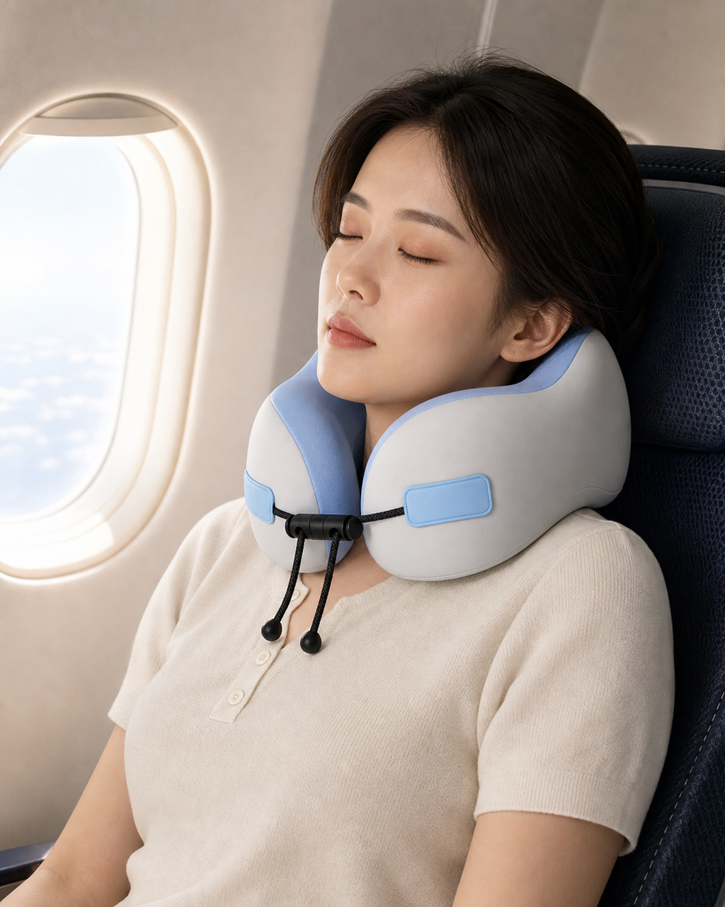 Coussin de voyage mémoire de forme porté en avion