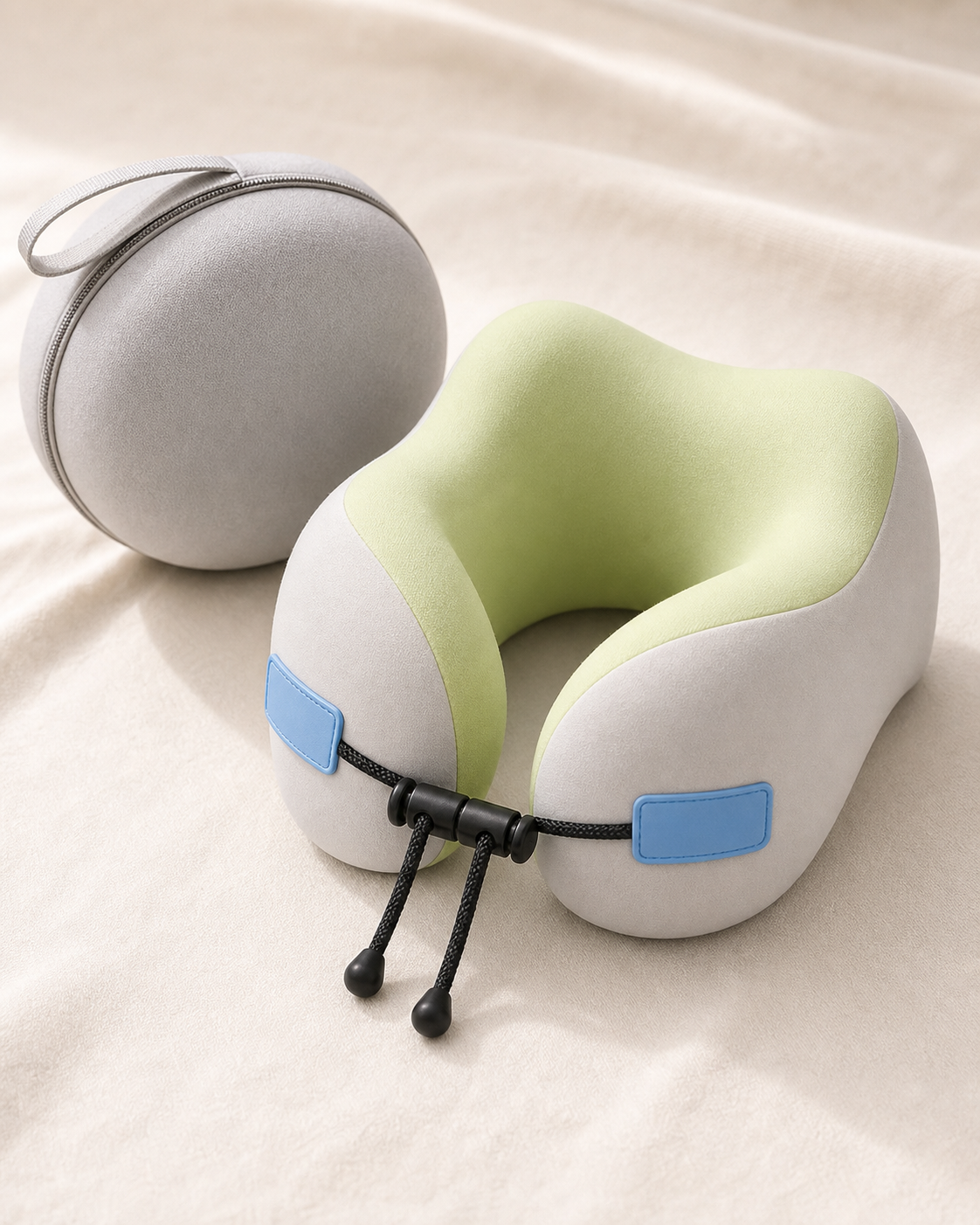 Coussin de voyage en mousse à mémoire de forme vert